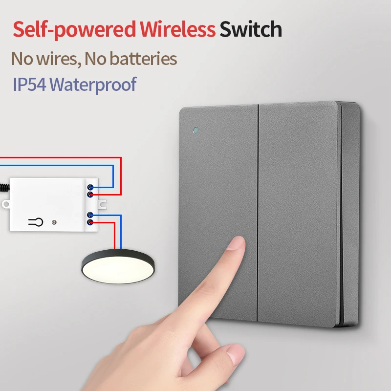 Battery Free Remote Control switch Wireless Light Switch RF433Mhz Smart Home Controller No WiFiself-generating Electricity
