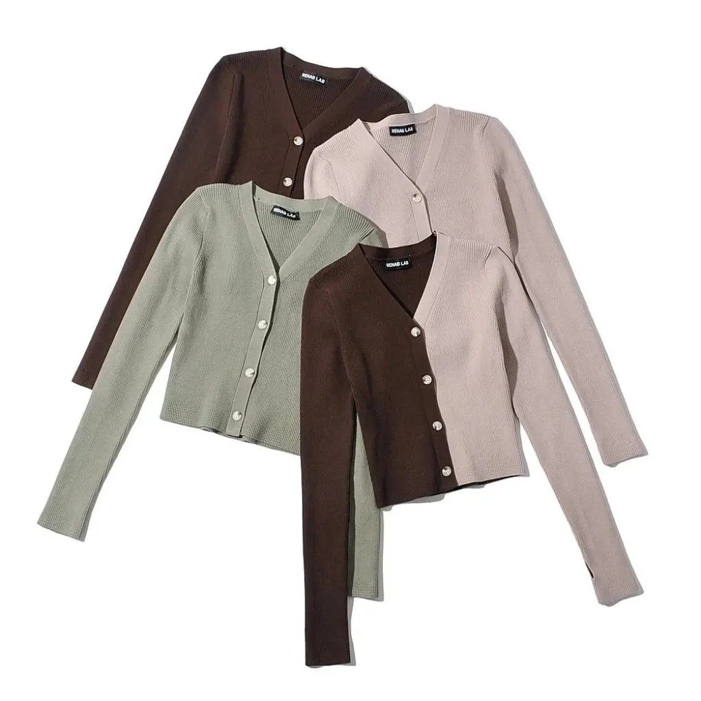 

Women's Knitwear V-Neck Cardigan Spring Fashion Single-Breasted Long Sleeve Cuff Temperament European American Style