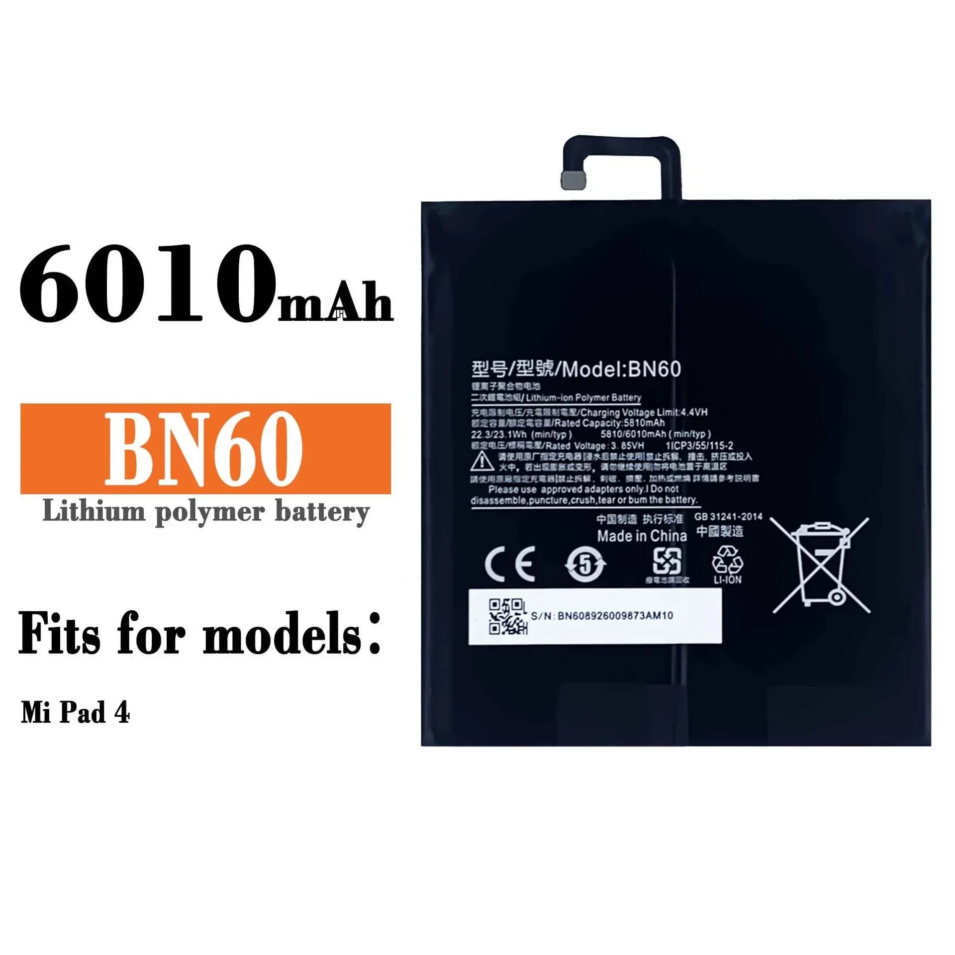 

BN60 6010mAh Battery For Xiaomi Mi Pad 4 High Capacity Tablet PC Battery