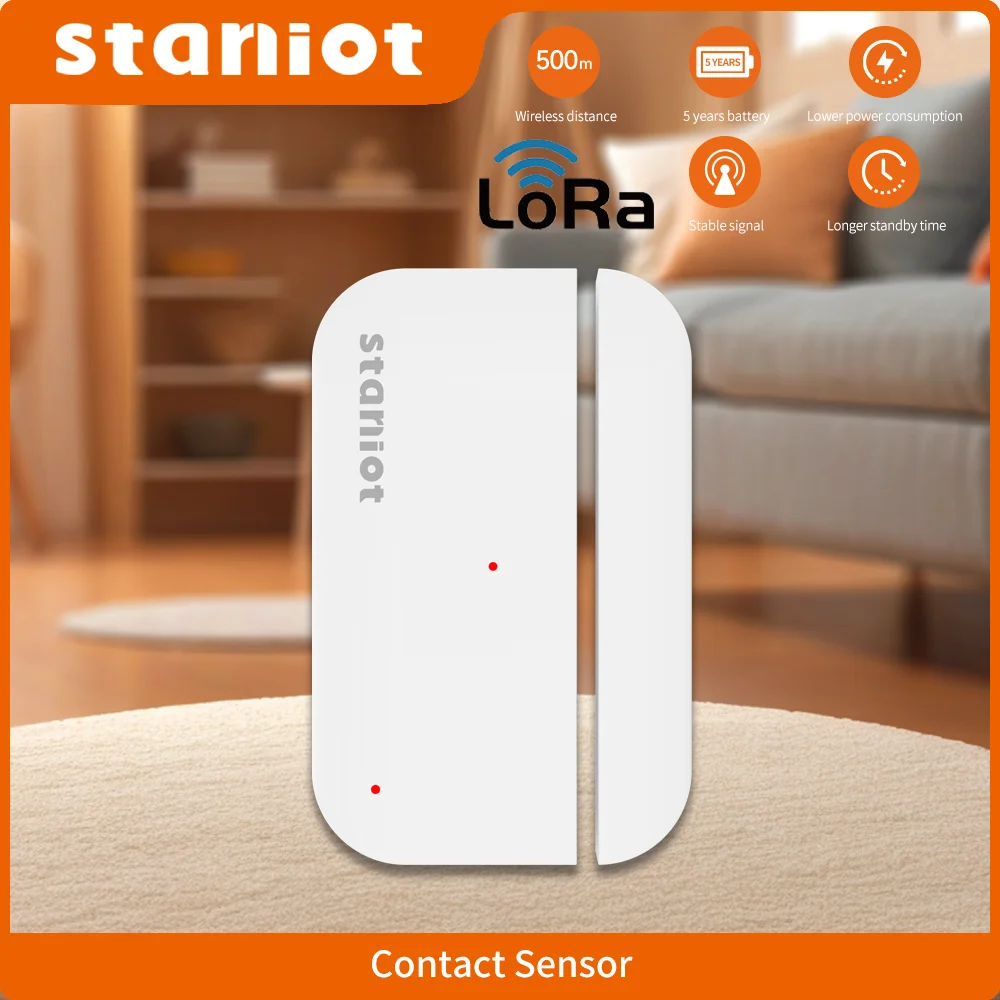 Staniot LoRa Version 5-Years Battery Life Entry Sensor 500m Transmission Distance Wireless Contact Sensor Door Window Detector