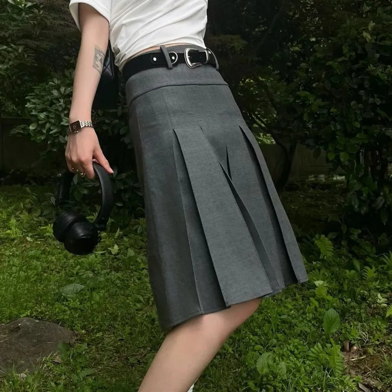 Matakawa Japanese Fashion Cargo Skirts Women Spring Autumn Preppy Style A-line Faldas Mujer Pleated Solid Simple Mini Skirt