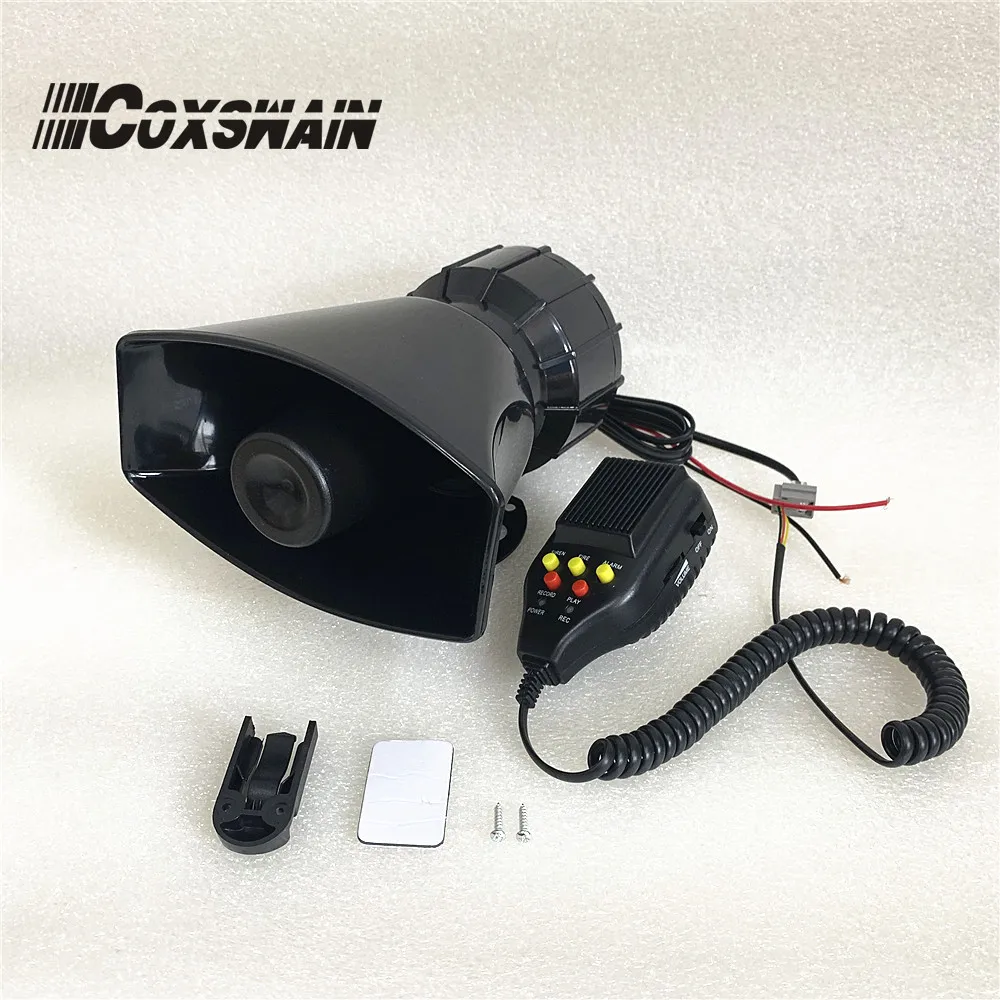 Coxswain 100W 12V Motorcycle Horn Car Warning Alarm Police Fire Siren 3 Tones with sound Recording Megaphone Car Horn PA System