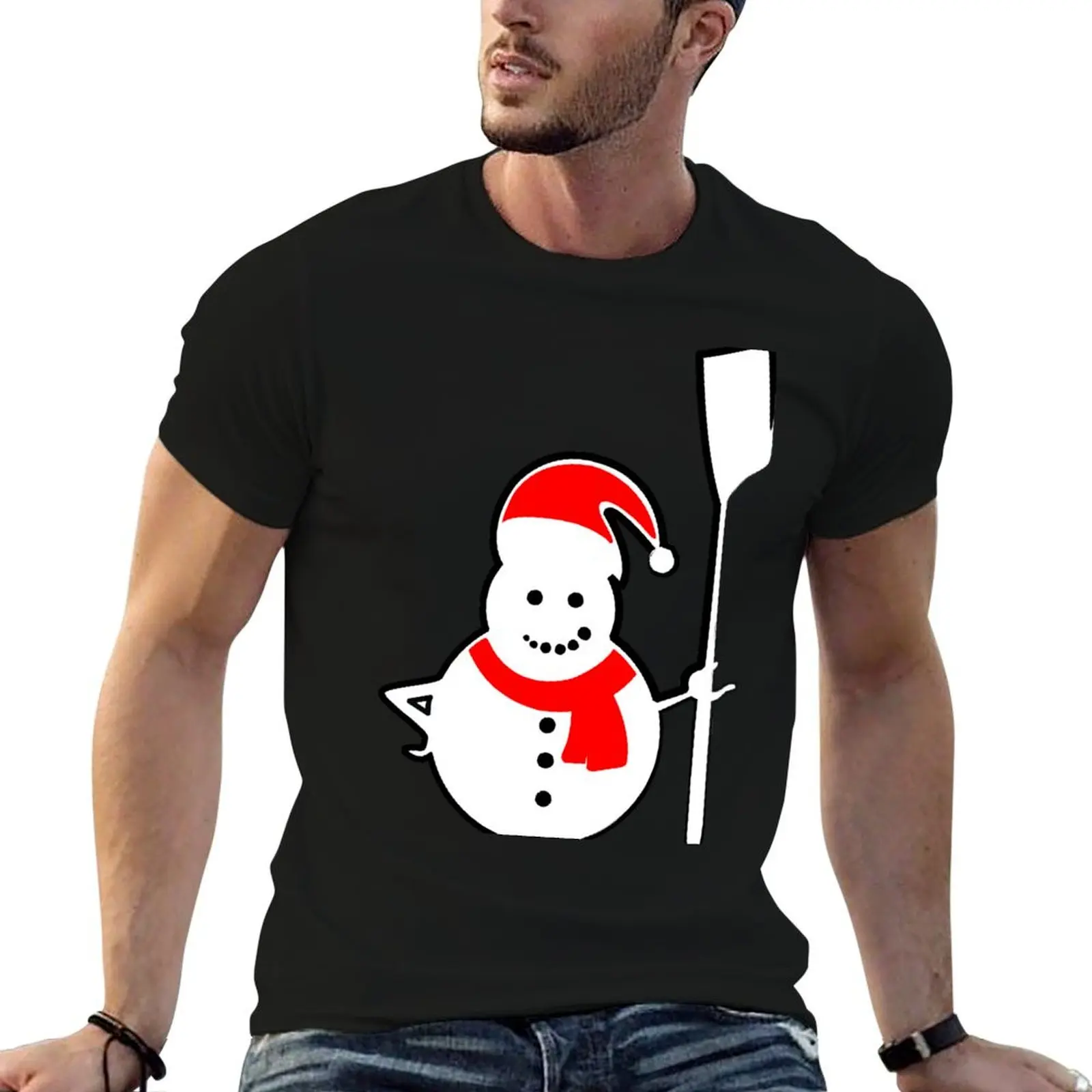 Rowing Santa Snowman T-Shirt designer shirts graphic t shirts funny t shirts men