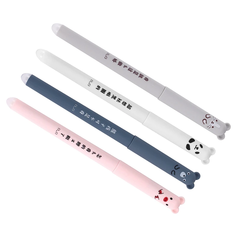 4 Pcs/Set Cute Animal Panda Mouse Erasable Gel Ink Pen 0.35Mm Gel Pen School Office Supply Gift Students Stationery