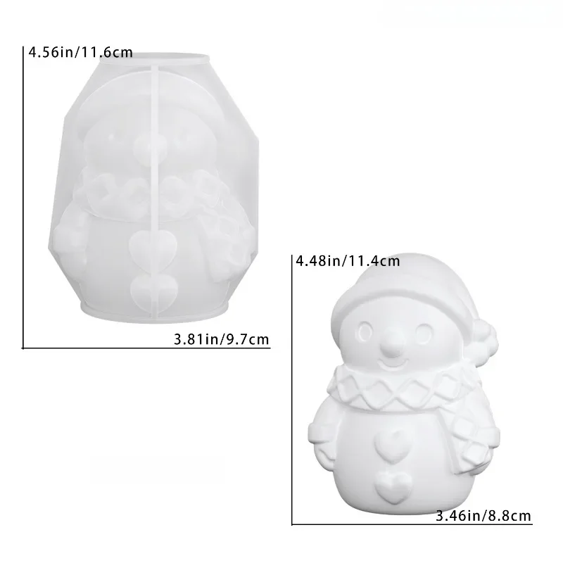 3D Schneemann Silikon-Gießform mit Herzförmigem Ausschnitt und Ausdrucksstarken Augen, für Seife und Gips; Weihnachtsdekoration, Duftend – Detail 7