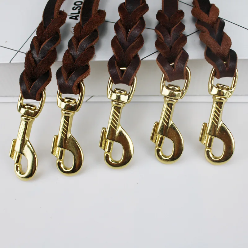 Genuine Leather Dog Leash Dogs Long Leashes Braided Pet Walking Training Leads Brown Black Colors For Medium Large Pet