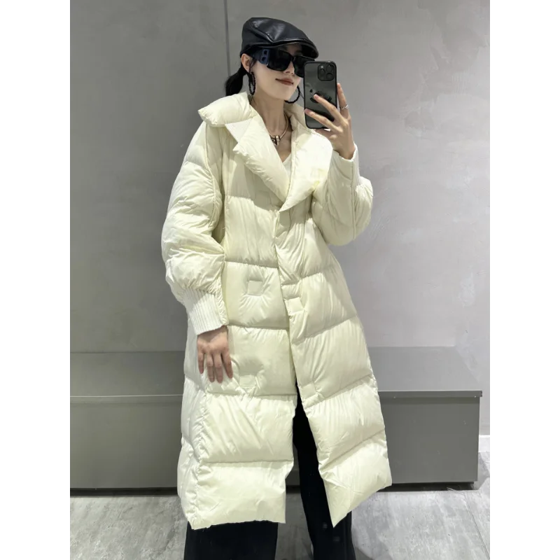 Doudoune matelassurera longue pour femme, manteau d'hiver épais, veste d'extérieur coupe-vent, parkas tendance, nouveau, 2024