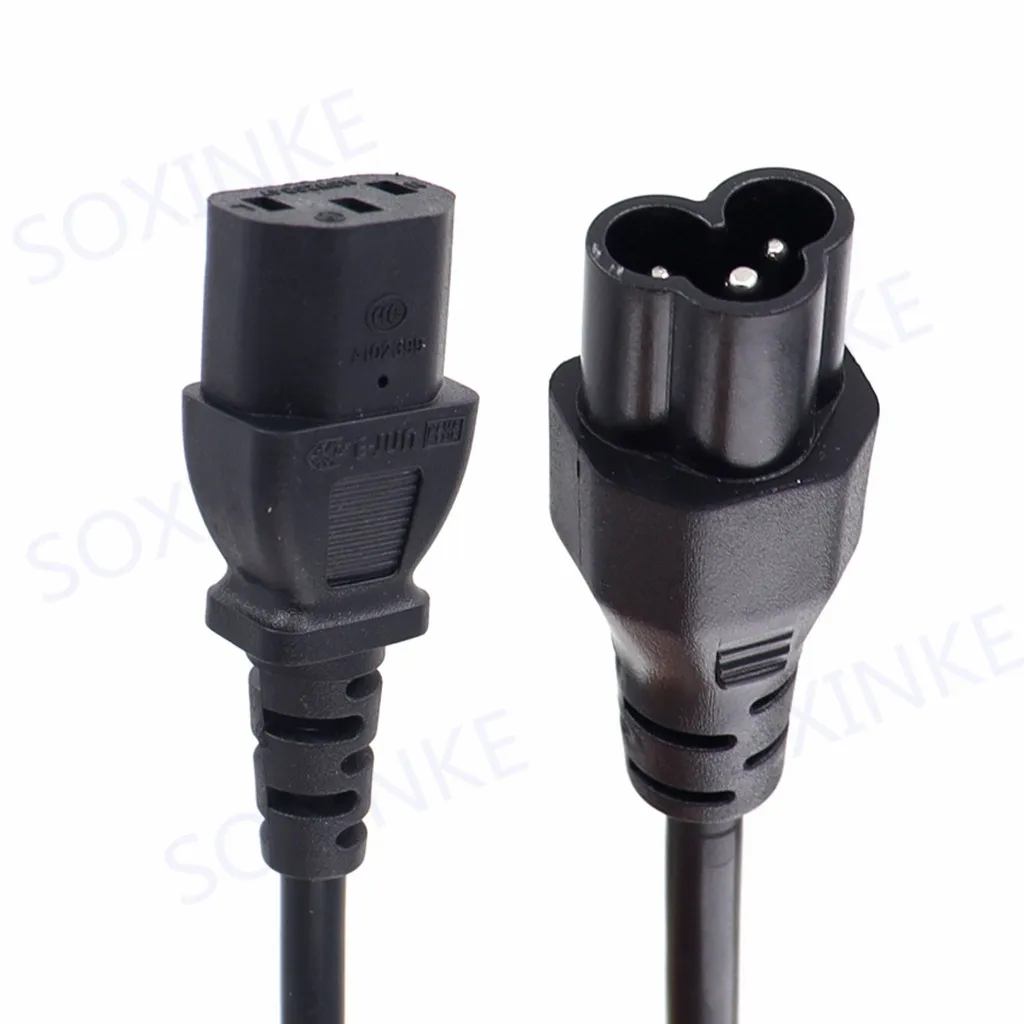 IEC 3Pin rozszerzenie męskie i żeńskie kabel, IEC320 C13 żeńskie do C6 męski przedłużacz, H05VV-F 3x0.75mm krótki kabel 0.3m / 1FT