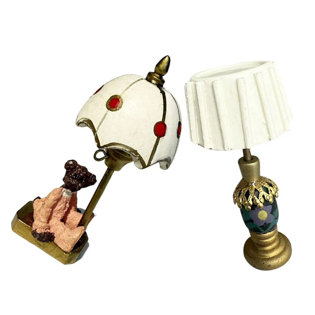 

2Pcs Miniature Bear Table Lamp Dollhouse Lighting Mini Furniture Accessories Tiny Desk Lamps Decorative Furniture for Mini
