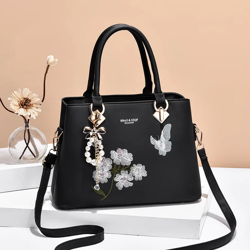 

Bags Women's Fashion Bow Pendant Handbag Women's Embroidery Casual Shoulder Crossbody Bag Mom Bag