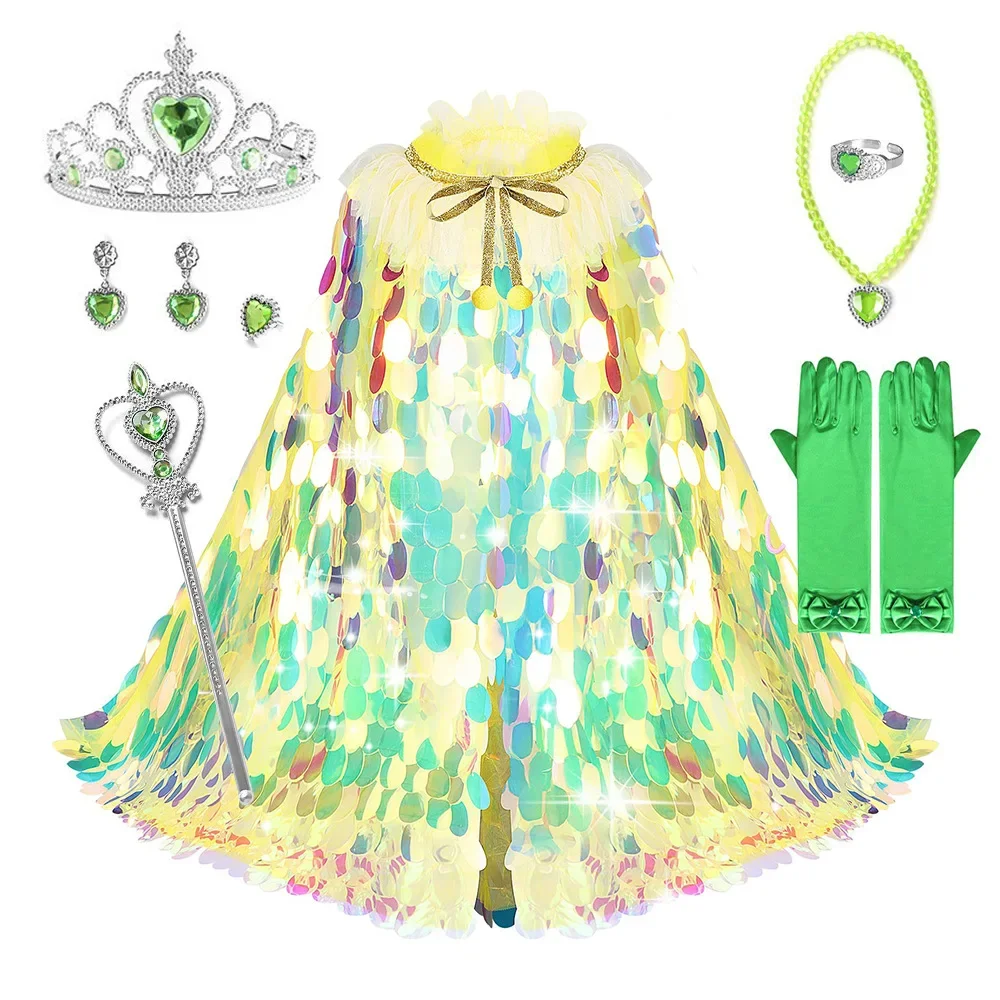 Mermaid Cloak Cosplay Princess Costume Kids Cartoon Printed Dress Girls Halloween Children Carnival Birthday Party Clothes1-12T