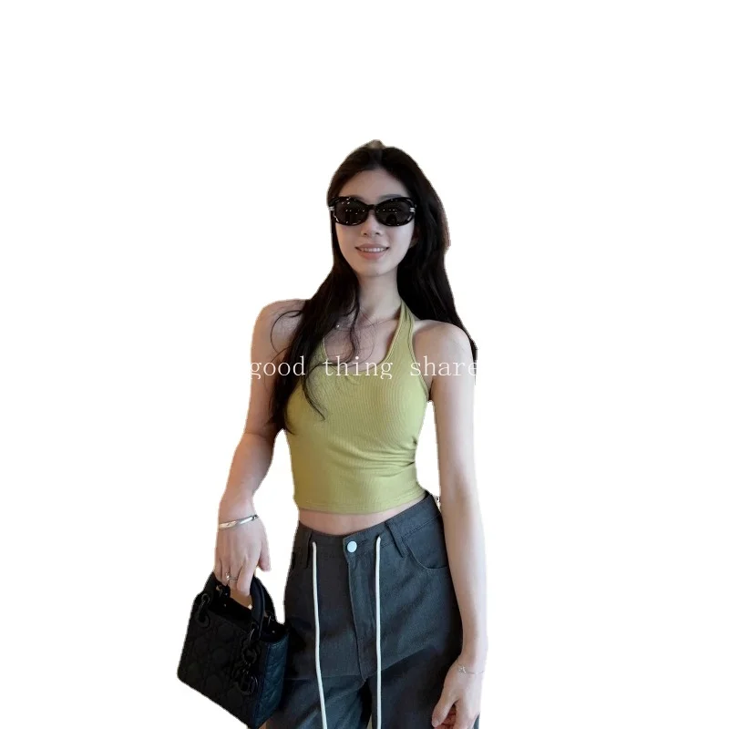 Vest with Chest Pad Halter Slimming Sling Women's Spring Summer Slimming Outer Wear Inner Wear Top