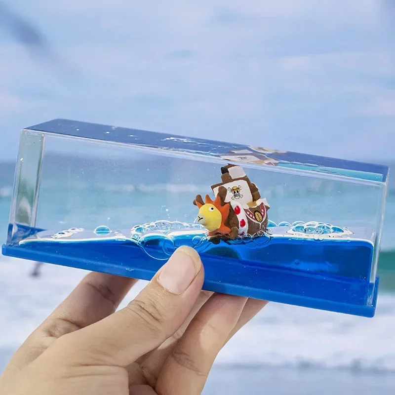 

Anime One Piece Thousand Sunny Drift Bottle Cartoon Decoration Model Acrylic Liquid Drift Bottle Toys for Children Birthday Gift