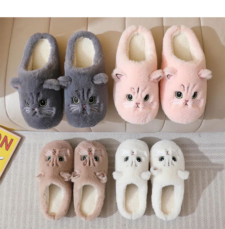 24-Stunden-Schnellversand Katzen-Spaß-Hausschuhe für Erwachsene Winter Flauschige Pantoffeln Paar-Hausschuhe 46 47 Damen Warme Tier-Katzen-Hausschuhe Rosa – Detail 18