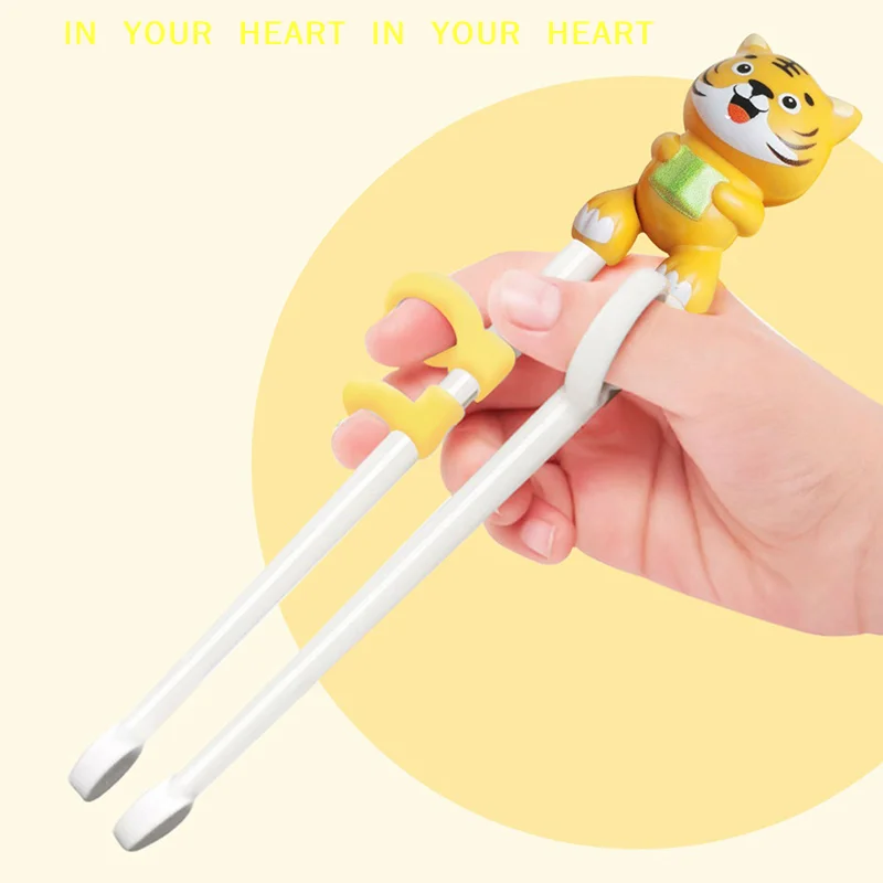 【X】1Pair Chopsticks For Kids Cartoon Tiger Learning Chop Sticks Reusable Training Chopsticks Cute Children Tableware Set