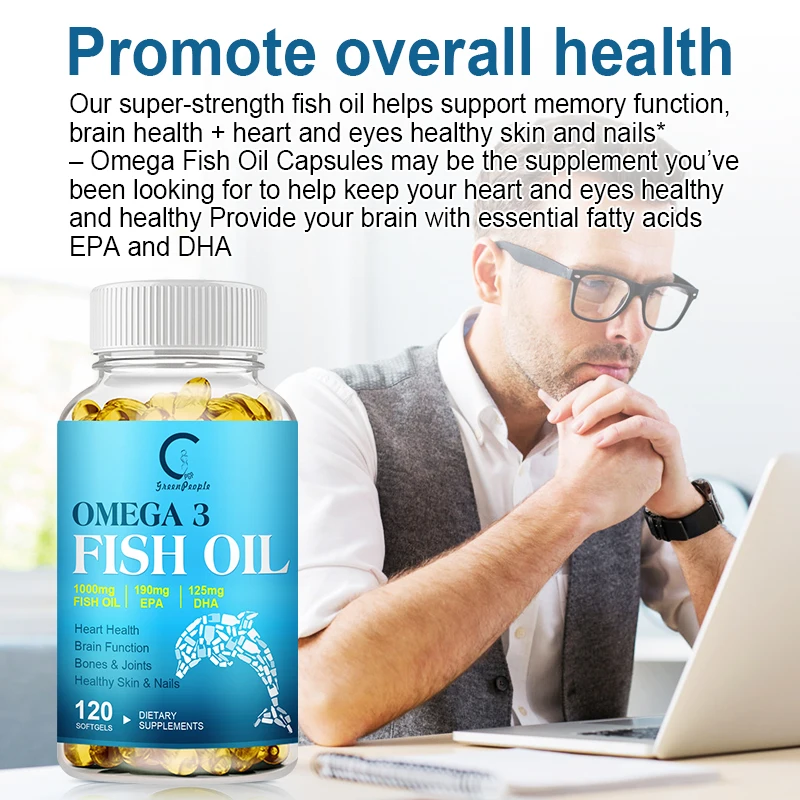 GPGP Omega 3 Fish Oil Capsules Rich In DHA and EPA Improve Bad Mood,Brain & Nervous System Health, Cardiovascular&Immune Health