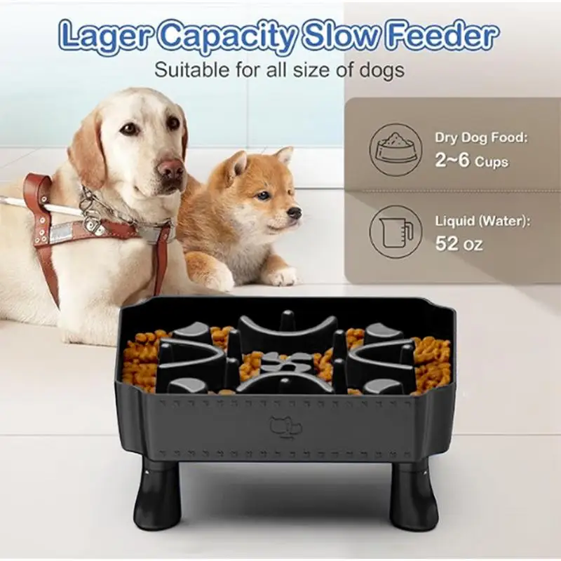 Dog Bowl Slow Feeder 2 In 1 Pet Bowls Slow Down Eating Elevated Healthy Eating Bowl Pet Supplies Dog Enrichment Toys Adjustable