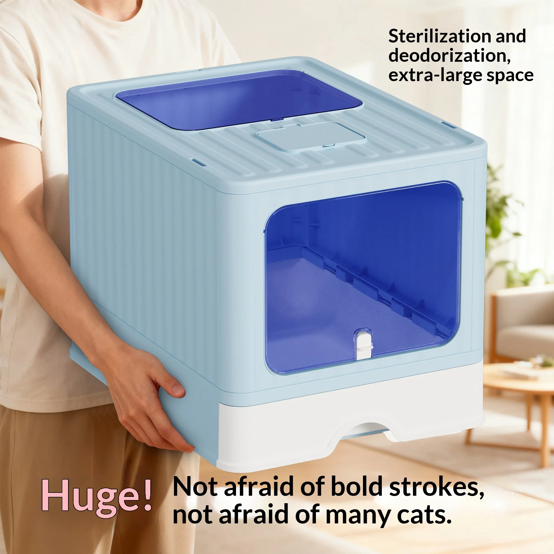 Caja arena plegable cerrada para gatos anti-olores anti-salpicaduras - imagen 5