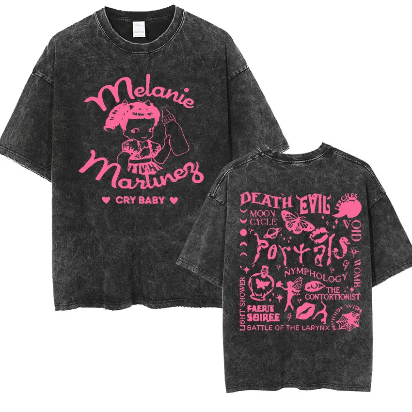 Kawaii Melanine Martinez Cry Baby 2024 T Shirt Men Women Aesthetic Vintage Washed Fashion T-shirt Casual Clothing Oversized Tees