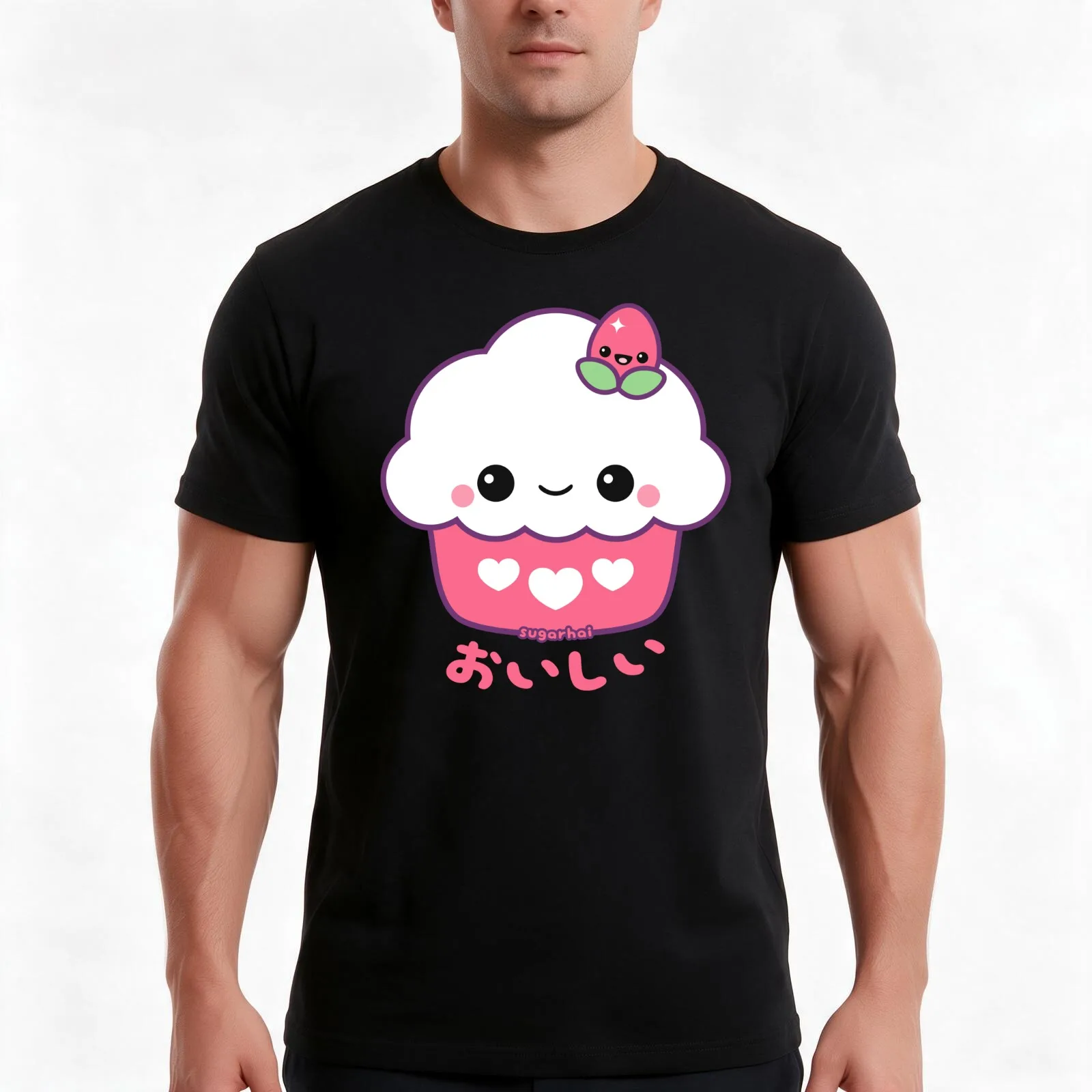 Cute Strawberry Cupcake T-Shirt Summer Casual Cotton Tee Oversized Streetwear Tops Vintage Graphic Print Unisex Men Women