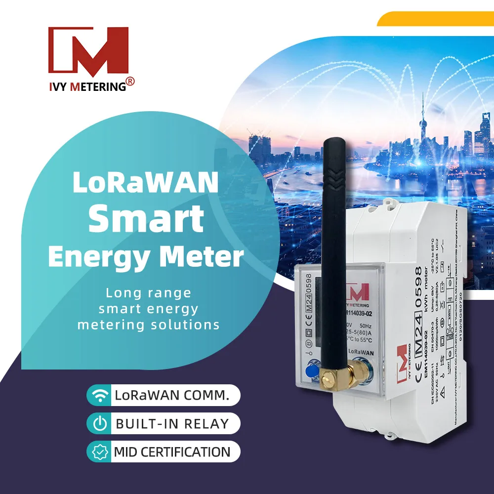 

compteur EM114039-02 a l'approbation MID Single Phase LoRa EU 868MHz LoRaWAN Energy Meter For IOT System