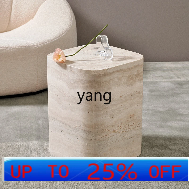

LH simple natural travertine edge few designer model room living room sofa art side table