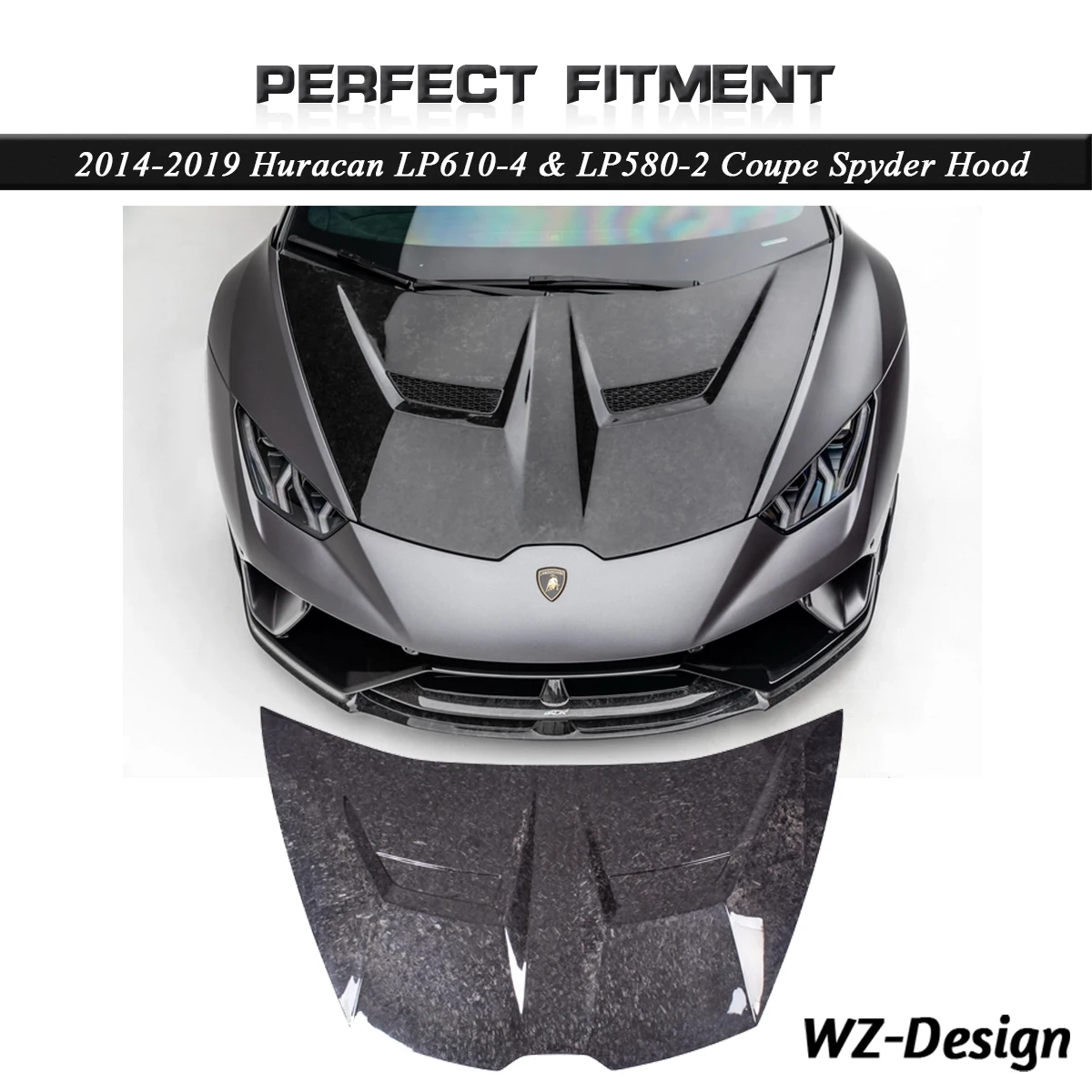 

Forged Weave DCF Dry Carbon Fiber VRS VIC ED Style Hood Bonnet Cover Fit For 2014-2019 Huracan LP610-4 & LP580-2 Coupe Spyder