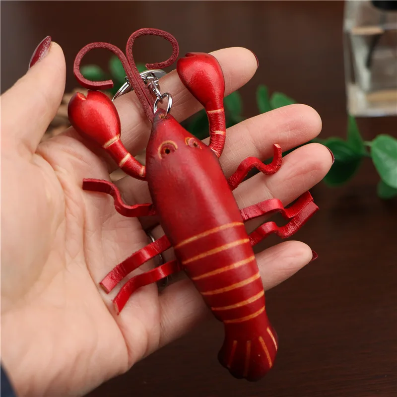 

Прочная кожаная брелок-лобстер, орнамент, брелок с великими раками, подвеска-сумка, подвеска, аксессуар для повседневного использования и украшения