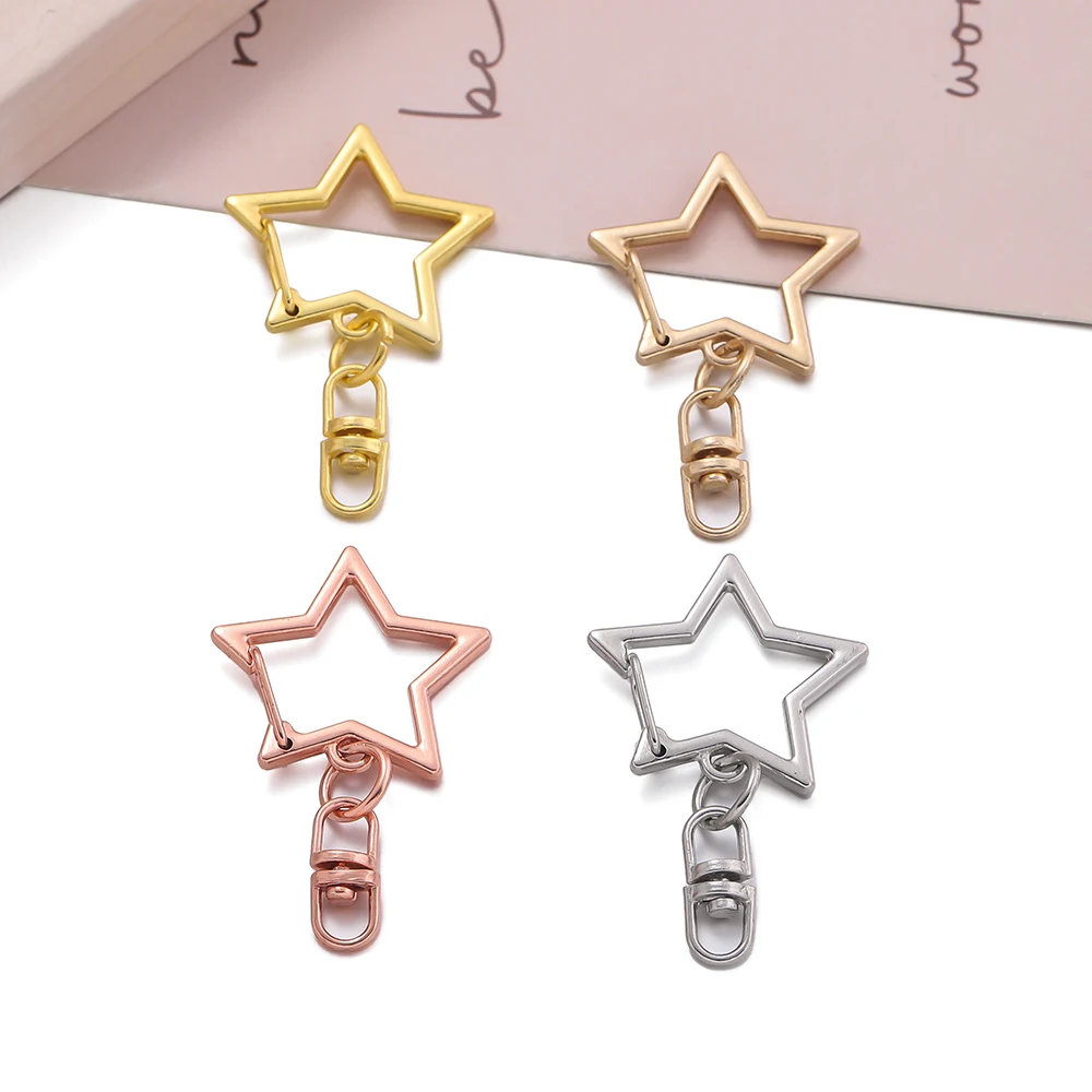 

5/10Pcs Alloy Star Pentagram Hollow Key Chain Rings Keychain Lobster Clasp for DIY Keyring Jewelry Making Findings Accessories