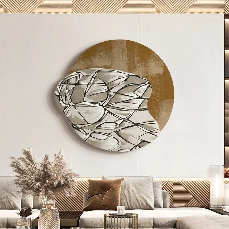 3D carving, hanging painting, sandstone texture, hand painting, circular overlay decoration painting of the entrance hall