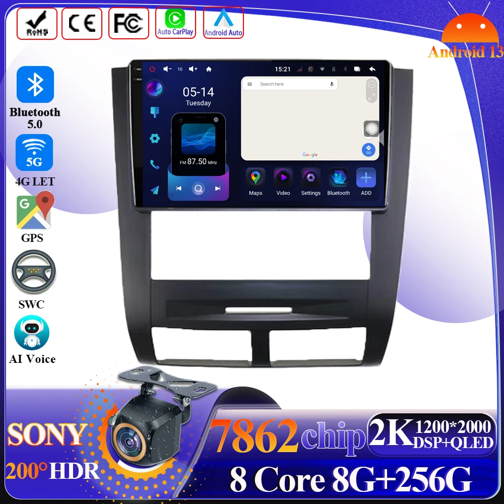 Wireless Android Auto Carplay For SSANGYONG Rexton 2002-2006 Car Multimedia Player CPU 5G Wifi Navigation 9 Inch Touch Display