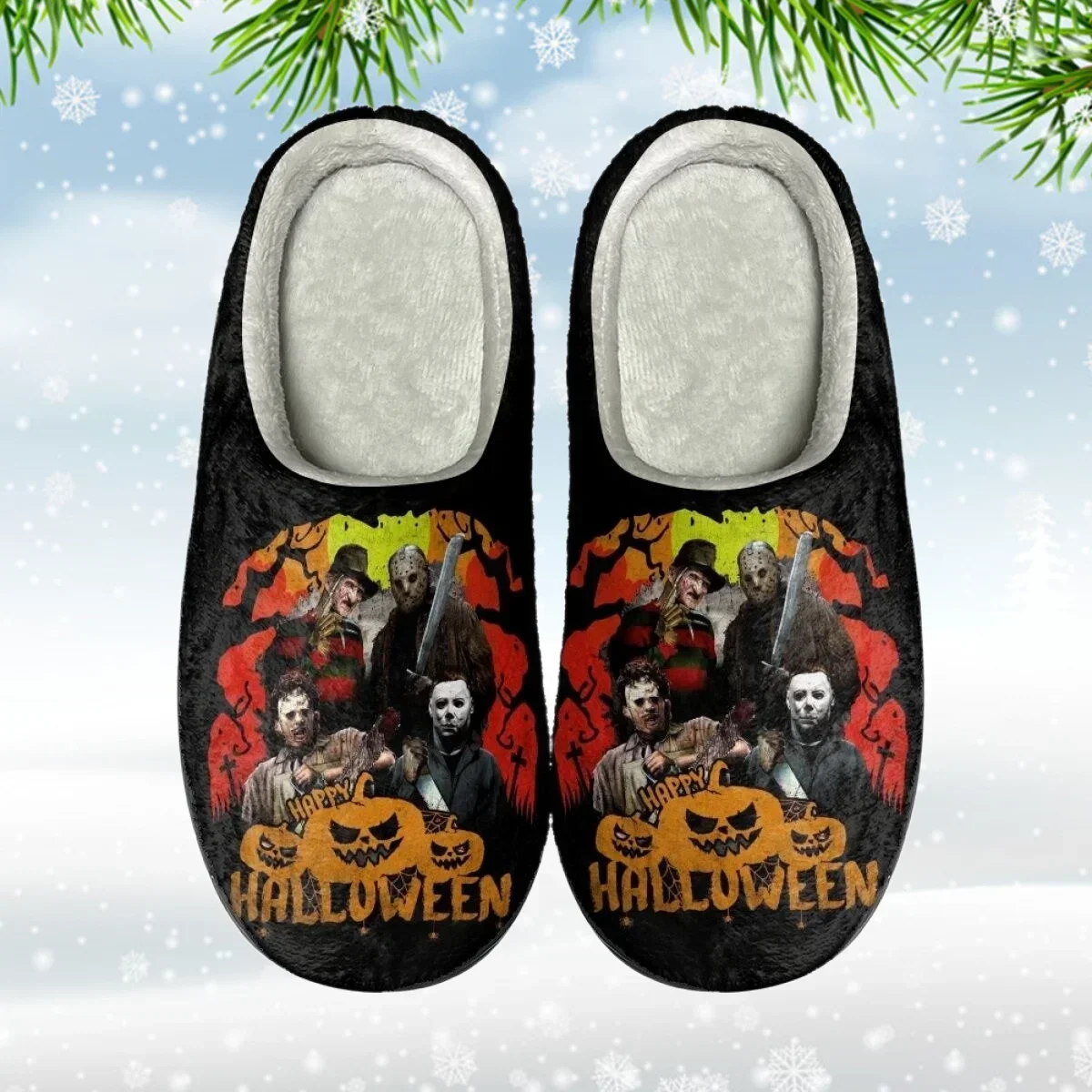 

Horror Movie Michael Myers Jason Chuck House Slippers Men Women Youth Boy Girl Winter Cotton Slippers Home Warm Indoor Furry