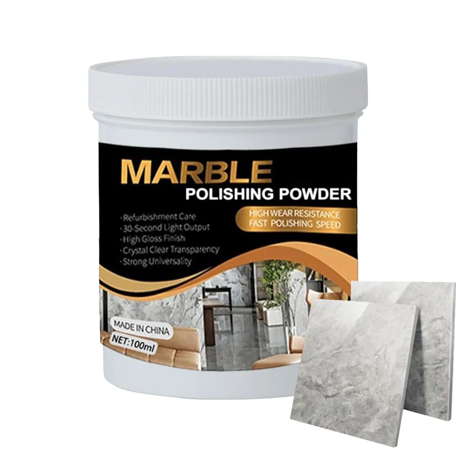 Granite Polishing Compound 100ml Deep Cleaning Stain Remover Shine Restorer Kitchen Quartz Cleaner Countertop for Bathroom