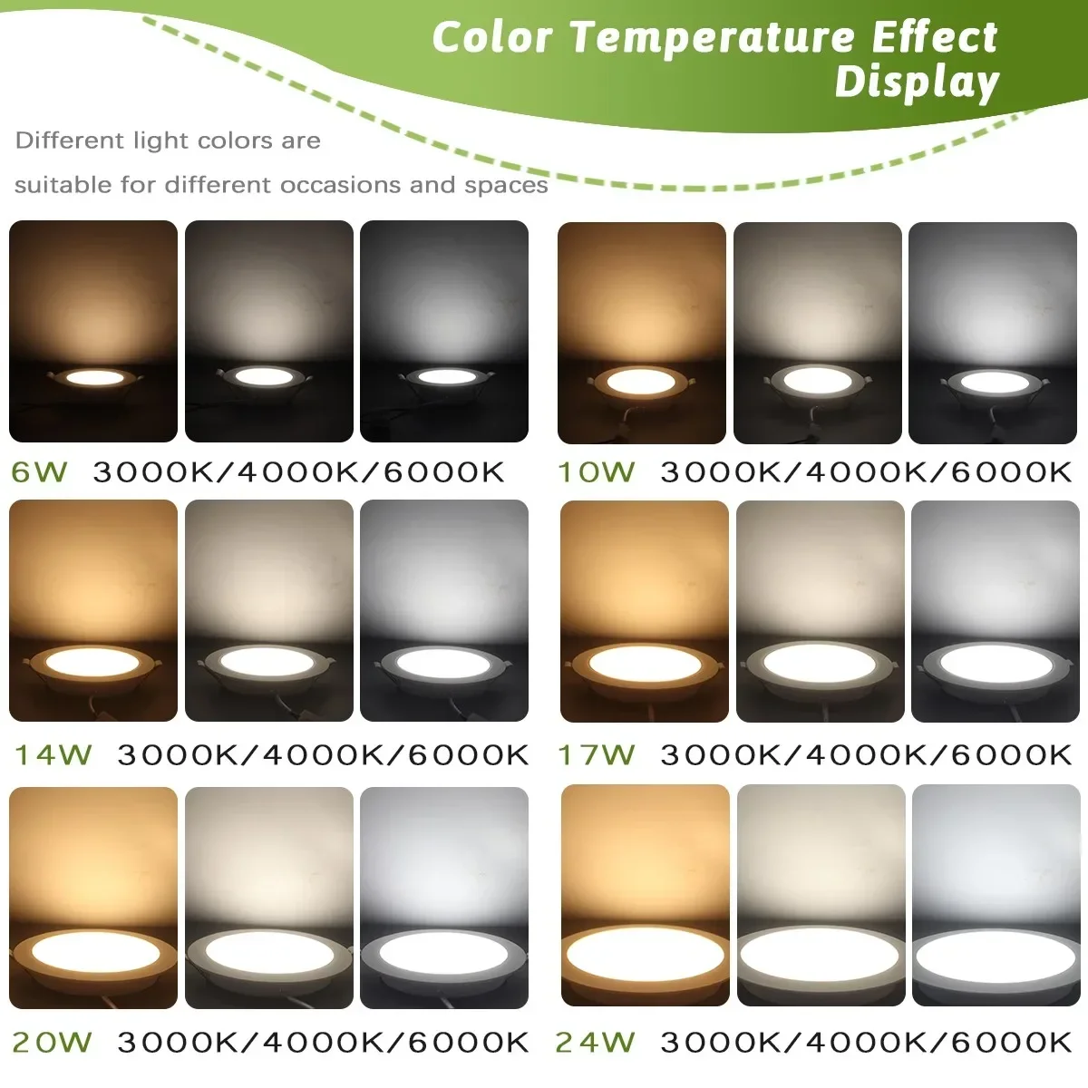 15PCS 6W 10W 14W 17W 20W 24W Recessed LED Downlight AC100-240V LED Ceiling Spot 3 colors in Downlight Light Cold Warm white Lamp