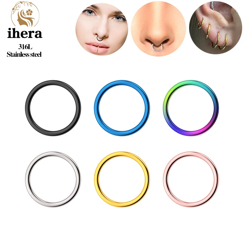 10PCS Silver Color Stainless Steel Small Nose Rings Septum Piercing Clicker Gold Color Round Earrings Hoop Ear Cartilage Jewelry