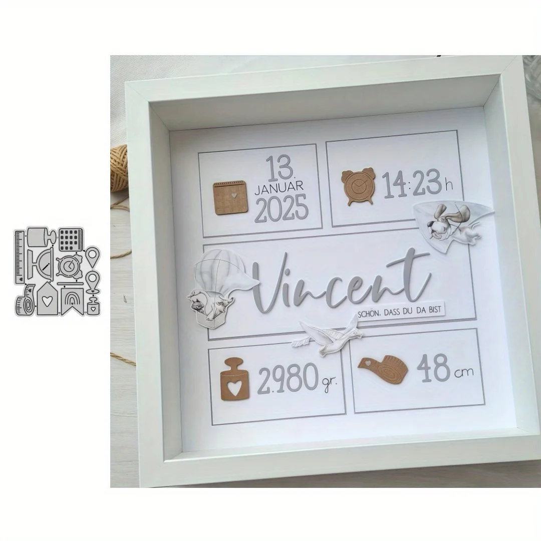 2025 Neue Ankunft Wachstum Meilensteine Metall Stanzformen für DIY Scrapbooking Kartenherstellung Schablonen Fotoalben