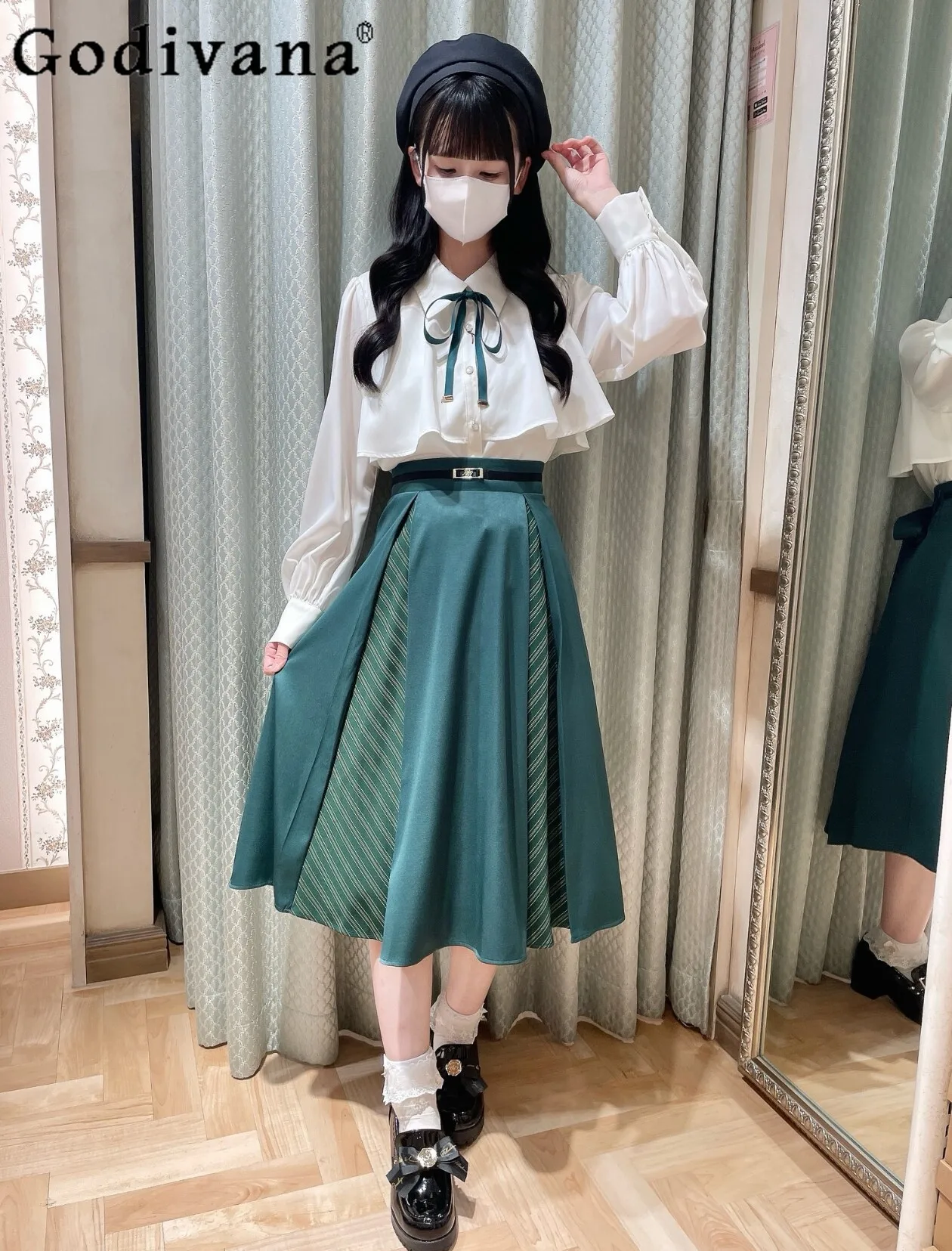 

2026 New Japanese Style Versatile Commuting Daily Skirt Elegant Ladylike Loose Slimming High-Waisted Women's Skirt