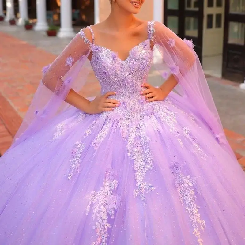 

Charming Lilac Off Shoulder Ball Gown Quinceanera Dresses 2025 Spaghetti Straps Party Gown Vestido De customized