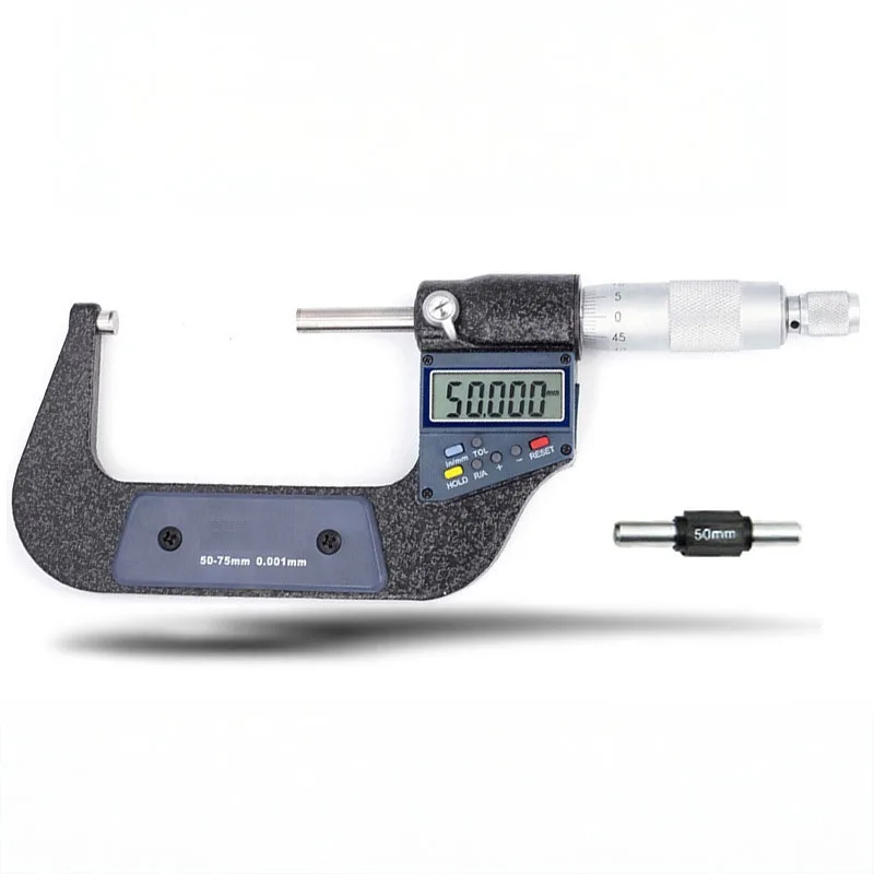 ميكرومتر رقمي 0.001 مم 50-75 مم IP65 ميكرومتر مقاوم للماء مع خط مقياس خارج الميكرومتر