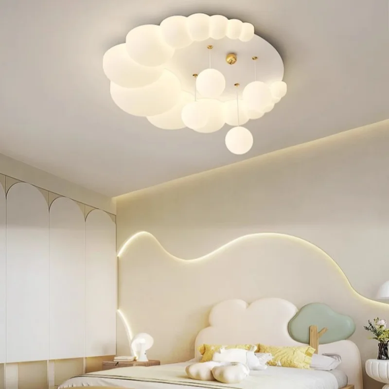 Warm Romantic Children\'s Room Ceiling Lights LED White Cloud Bubble Light Simple Modern Boy Girl Bedroom Baby Room Ceiling Lamps