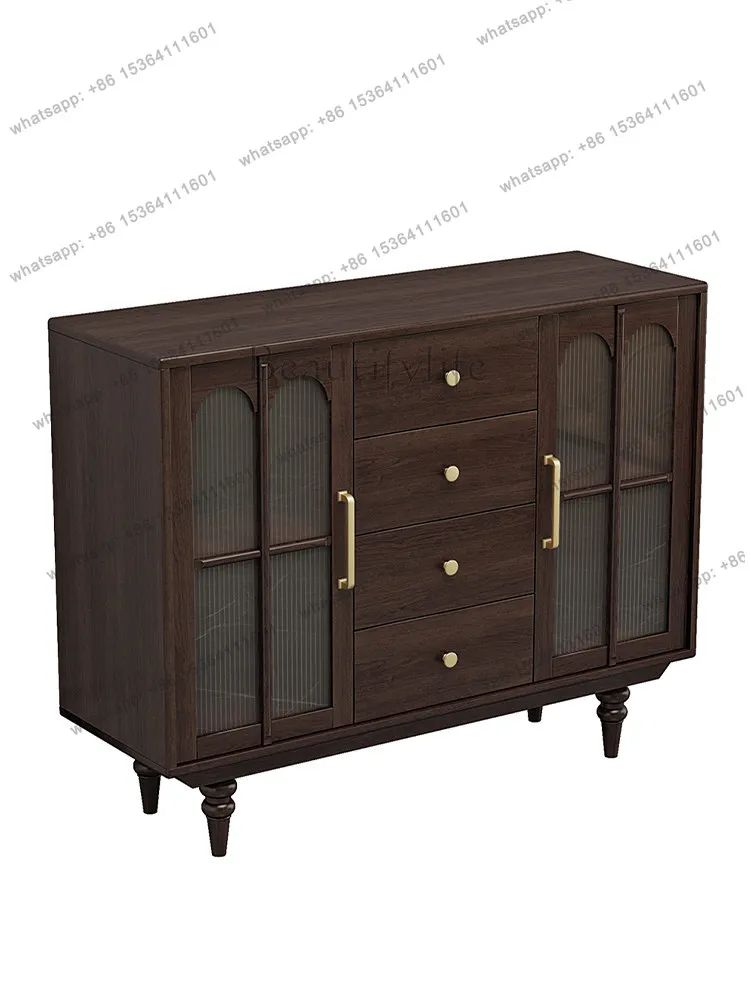 Pure solid wood simple American retro sideboard French multi-functional storage wine cabinet