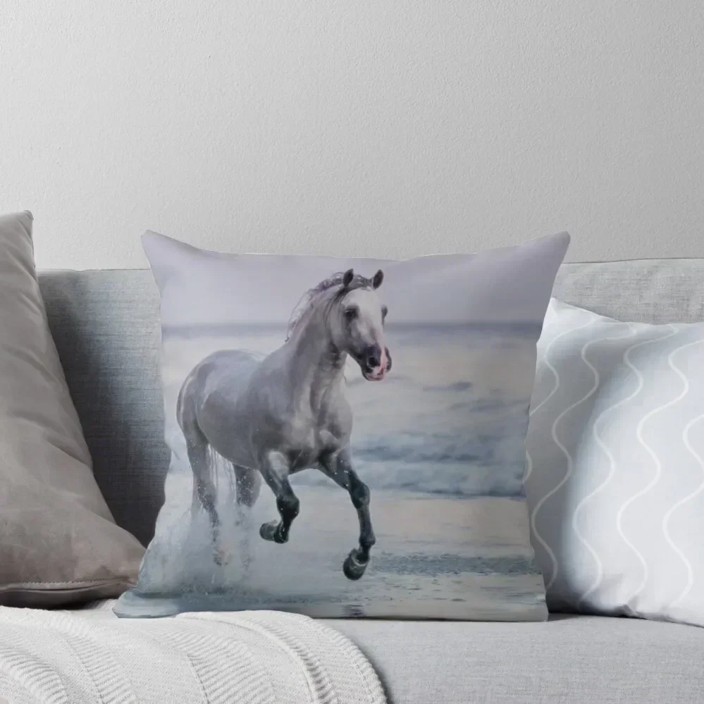 Stallion Galloping on The Beach Throw Pillow ornamental pillows Pillowcases Bed Cushions pillow