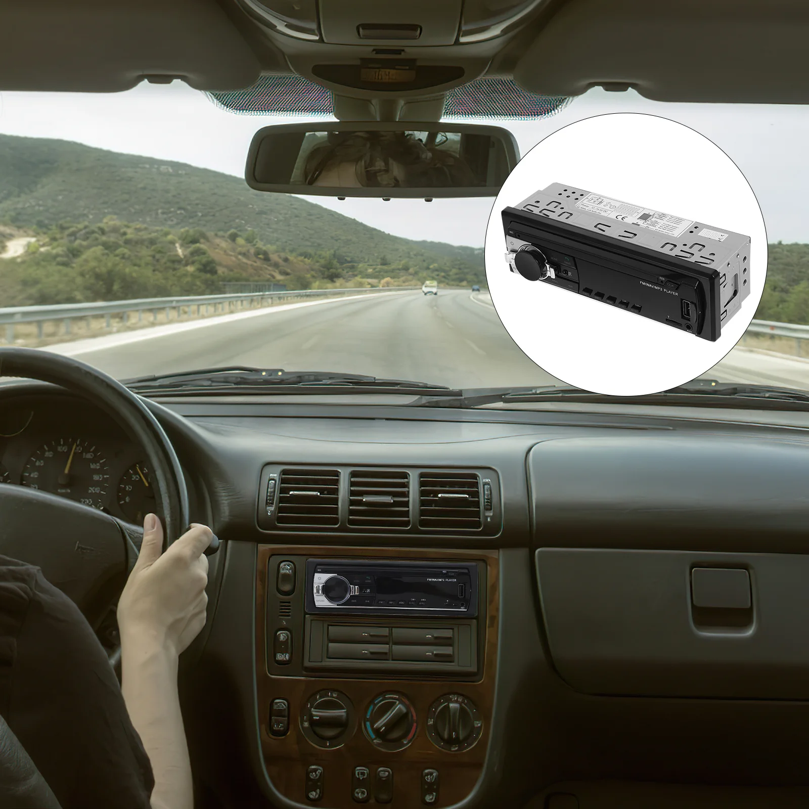 

1 set Car Mp3 Radio Audio System Usb Port Hands Free Calling Voice Assist Music Recorder Led Lighting