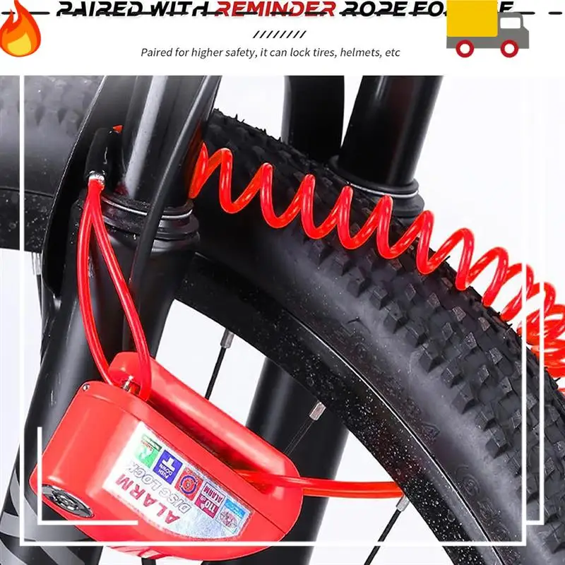 

Motorbike Alarm Disc Brake Lock,Motorcycle Disc Lock With Reminder Cable And Carry Pouch For Bike, Moped, Motocross