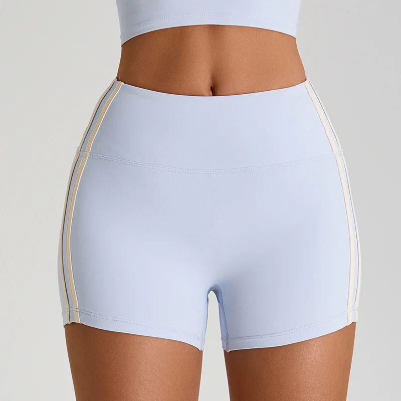 

Шорты для йоги, спортивные шорты с высокой талией, подчеркивающие бедра, летние контрастные, дышащие женские шорты для бега и фитнеса.