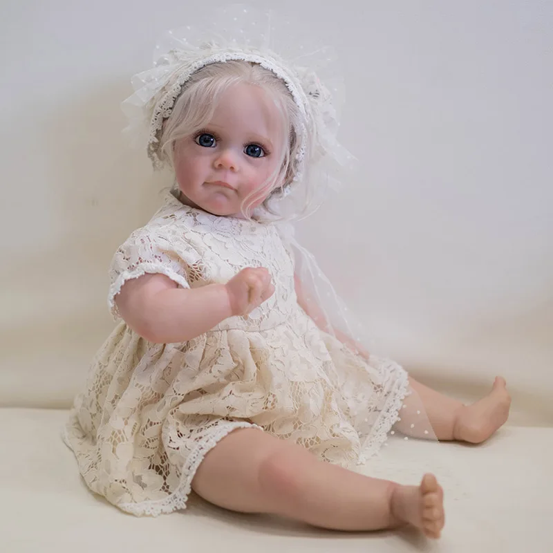 60cm Reborn Baby Doll Princess Girl Maggie Lifelike Real Touch 3D Skin Multiple Layers with Hand-rooted Hair Bebe Doll