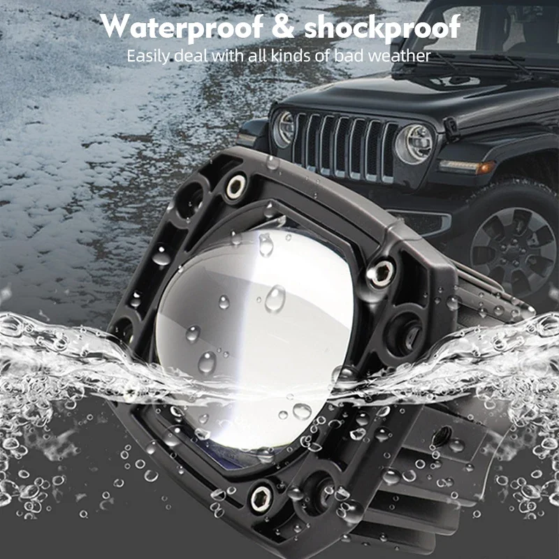 3 Zoll 8D LED-Linse Fahr-Arbeitslicht 30 W zweifarbige Unterputz-Nebelscheinwerfer quadratisch rund für Off-Road 4x4 LKW SUV ATV Motorrad – Detail 6