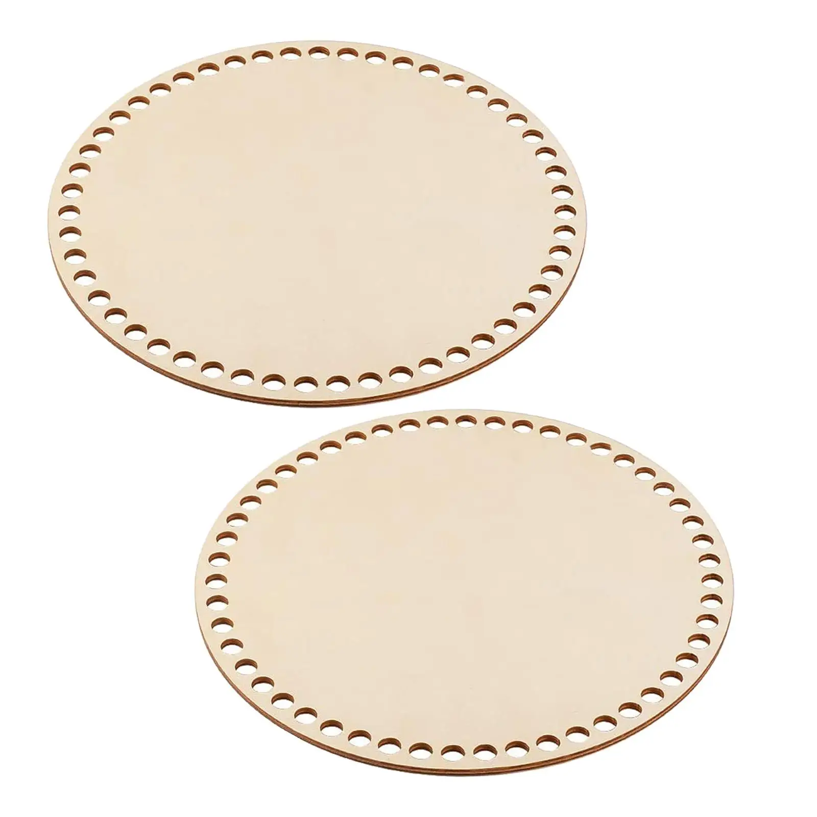 4x سلة كروشيه فارغة سلة خشبية أسفل سلة كروشيه منحوتة يدويًا مستديرة #3