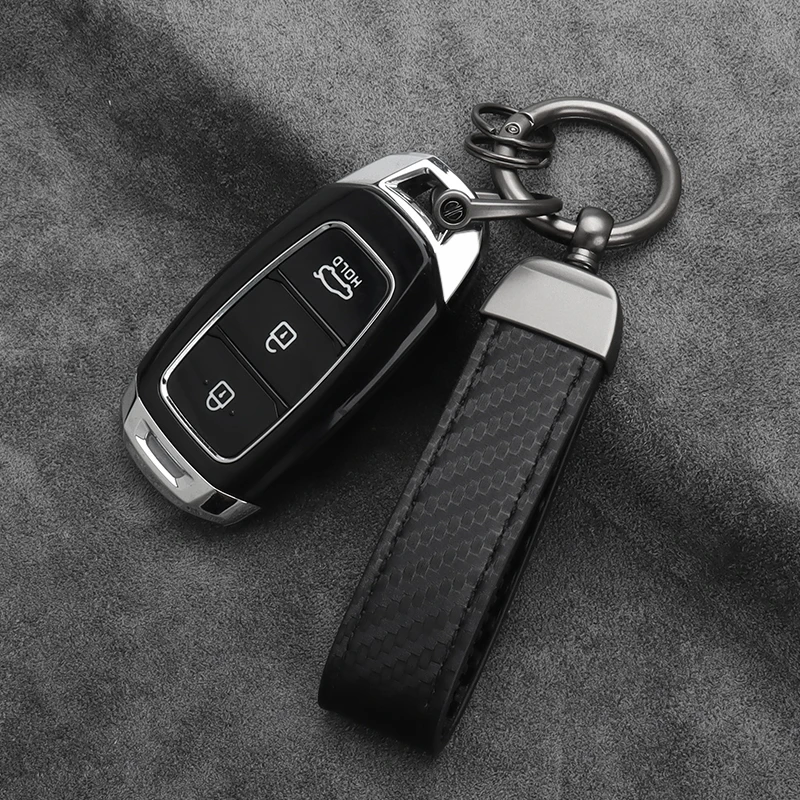 Carbon Faser Leder Zink-legierung Schlüssel Kette Mode Männer Frauen Geschenke Kreative Universal Auto Schlüssel Kette Schlüssel Ring Auto Zubehör – Detail 4