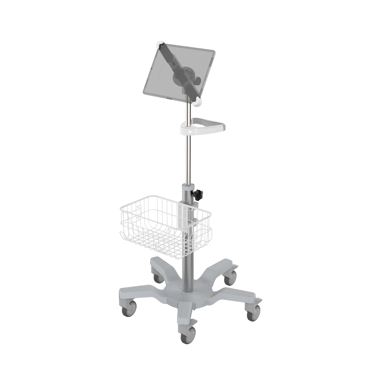 Mobile Medical Tablet Cart& Medical Monitor Stand with Basket Hospital Trolley Hospital Furniture Metal